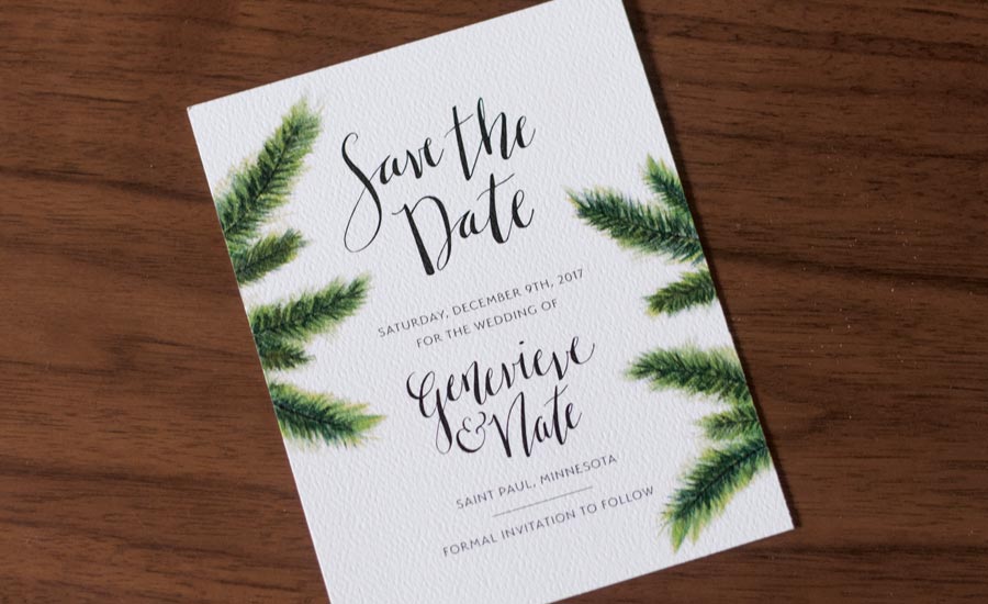 pine branch save the date